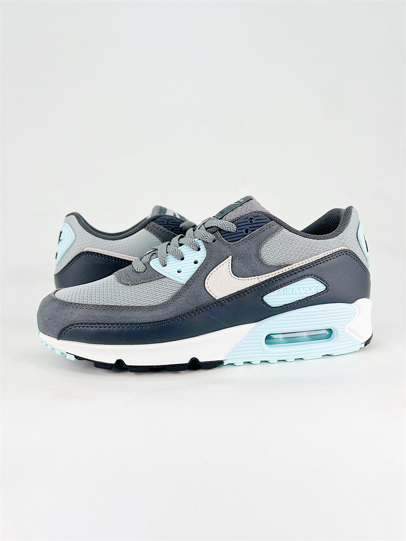 Men's Running weapon Air Max 90 Grey/Black/Blue Shoes 0104